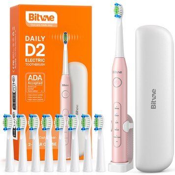 Електрична зубна щітка Bitvae D2 з футляром та 8 насадок pink BV-D2-p фото