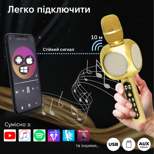 Бездротовий караоке мікрофон Magic Karaoke YS-90 Pro gold YS-90-gold фото