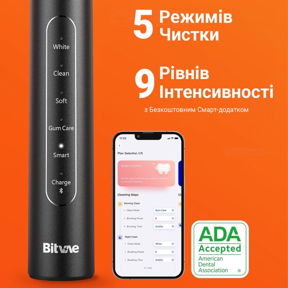 Электрическая зубная щетка Bitvae S2 Smart 8 насадок и футляр black BVS2-b фото