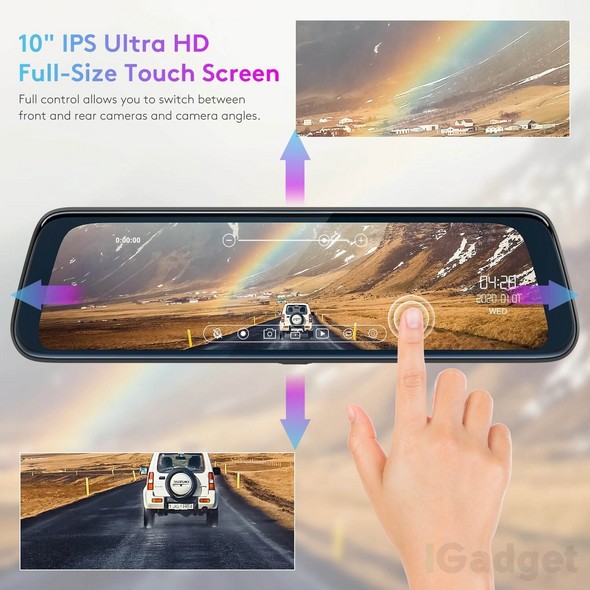 Автомобильный видеорегистратор-зеркало с 10-дюймовым экраном и двойным объективом Full HD 1080p ThiEYE CarView 2 593 фото
