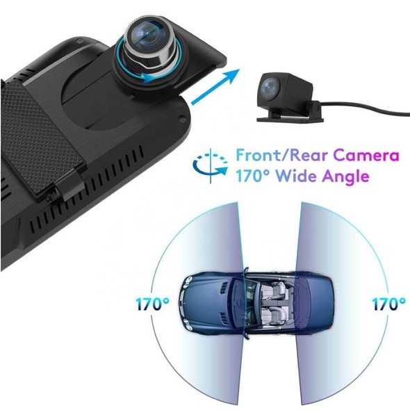 Автомобильный видеорегистратор-зеркало с 10-дюймовым экраном и двойным объективом Full HD 1080p ThiEYE CarView 2