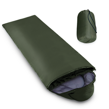Спальный мешок-одеяло из водоотталкивающей ткани INSPIRE с капюшоном, Армейский