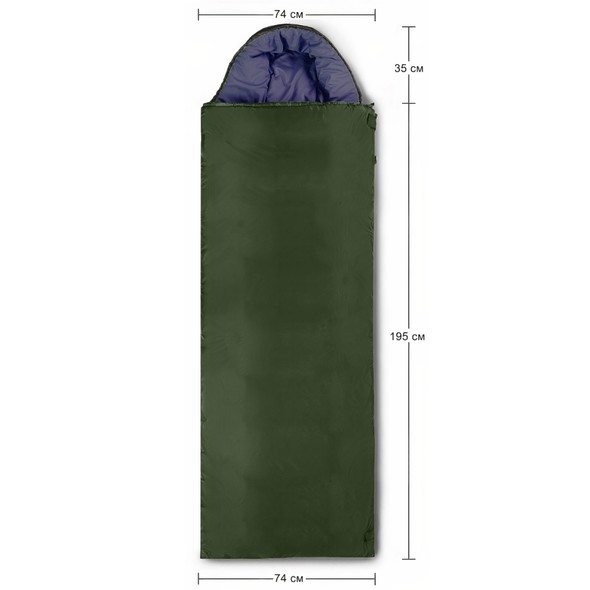 Спальный мешок-одеяло из водоотталкивающей ткани INSPIRE с капюшоном, Армейский inspr-sm8 фото