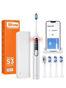 Електрична зубна щітка Bitvae S3 Smart 4 насадки та футляр white BVS3-w фото