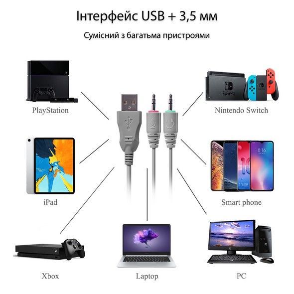 Наушники Langsdom с RGB-подсветкой для геймеров HCG07-G7-White HCG07-G7-White фото