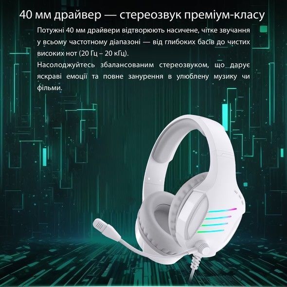 Наушники Langsdom с RGB-подсветкой для геймеров HCG07-G7-White HCG07-G7-White фото