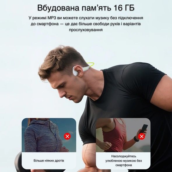 Наушники Langsdom с костной проводимостью BE20 Grey-Green BE20-g фото