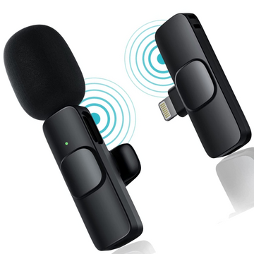 Беспроводной петличный микрофон Onedery для iPhone, Pad, iPadPro Lighting Черный,с интеллектуальным шумоподавлением 80 мАч