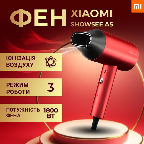 Фен Xiaomi ShowSee A5-R Red  SHWS-A5-R-EU фото