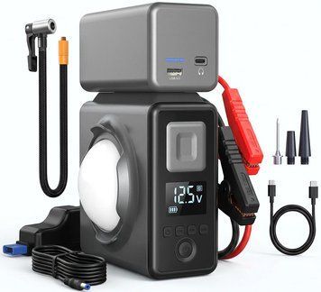 Пускозарядний пристрій Inspire 12В 37 Вт/год (10000 мАг) компресор + USB зарядка + LED ліхтарик + сумка