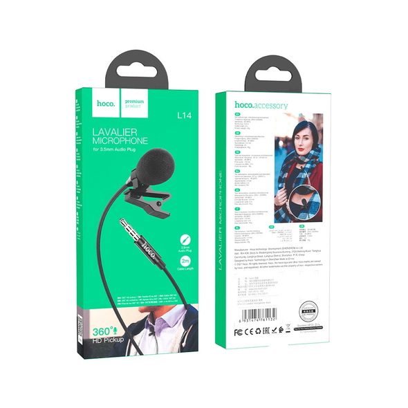 Петличний мікрофон HOCO L14 3.5Audio , чорний