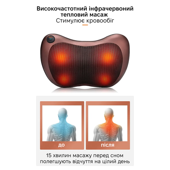 Масажна подушка SL-898 для голови, шиї, попереку та стоп 4 роликовий масажер для дому та автомобіля SL-898 фото