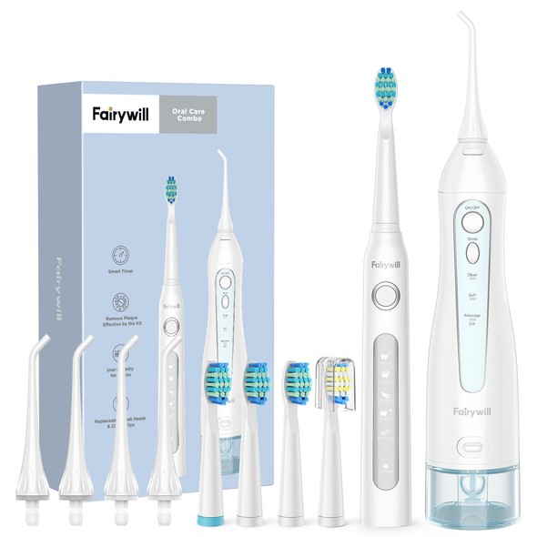 Набір електрична зубна щітка Fairywill D7 + іригатор Fairywill F5020E White F5020E-E11-White фото