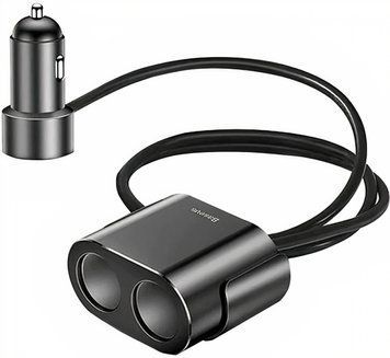 Автомобільний зарядний пристрій Baseus High Efficiency One to Two Cigarette Lighter Black  CRDYQ-01 фото